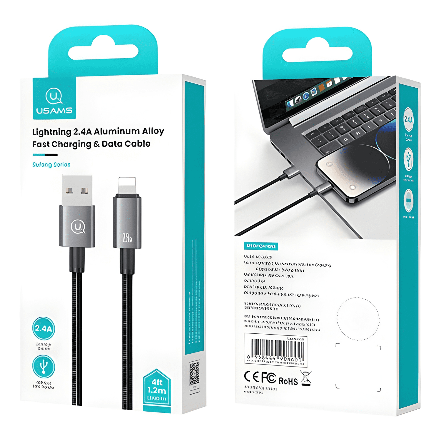 Cable para iphone lightning a USB 2.4 a largo 2m usams sj669-4