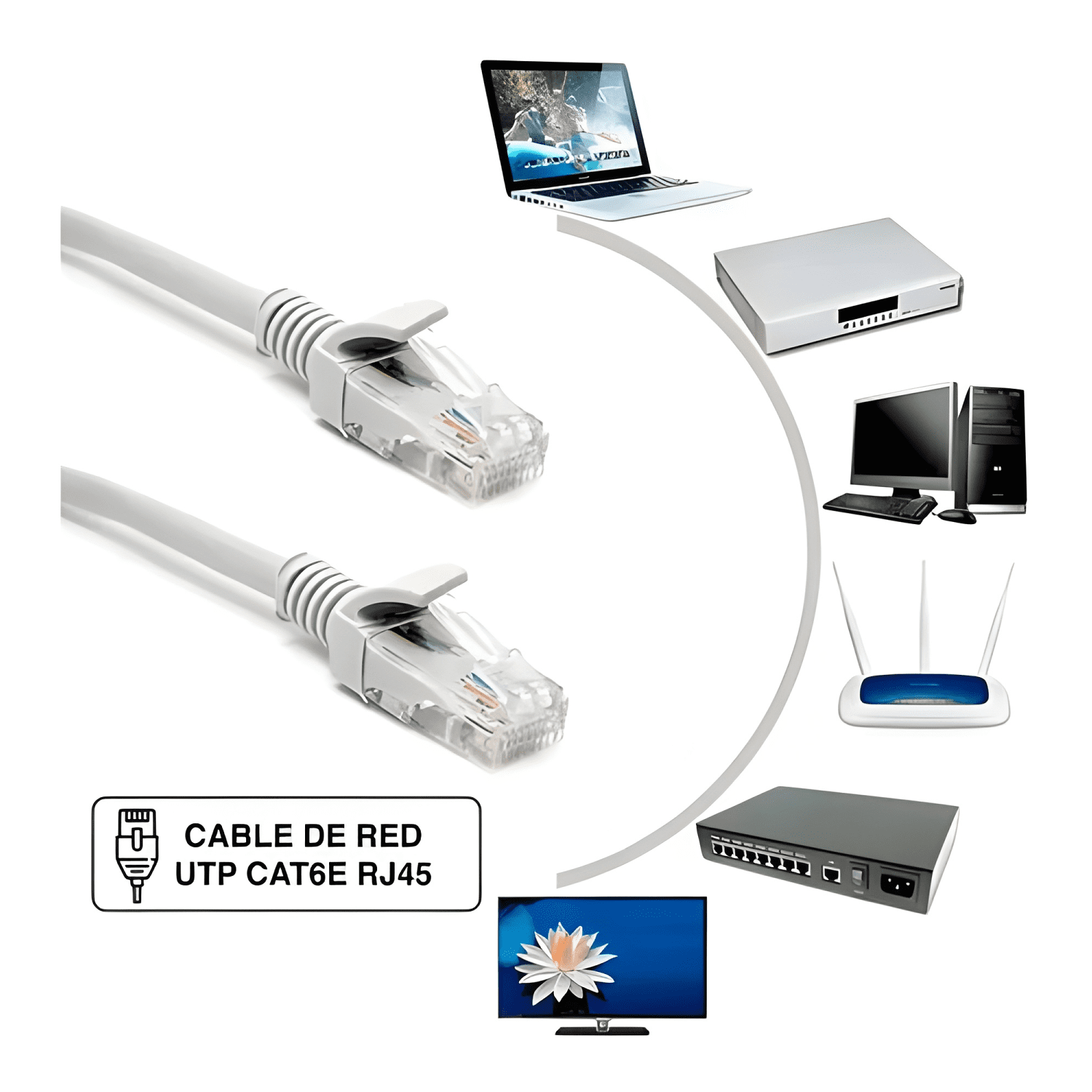 Cable De Red Rj45 Cat6e 50 Metros 4par 23awg Interior #15-1