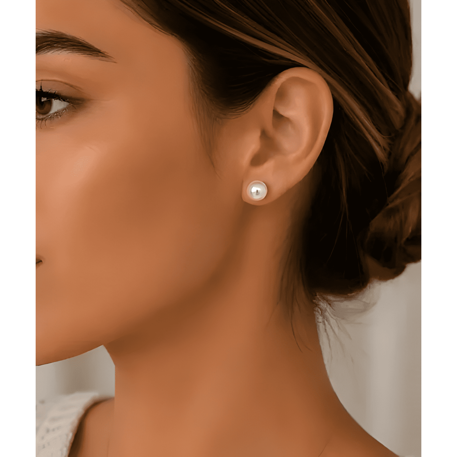 Aros Perla 12mm Mujer Enchape Oro 18k Clásicos Elegantes-4