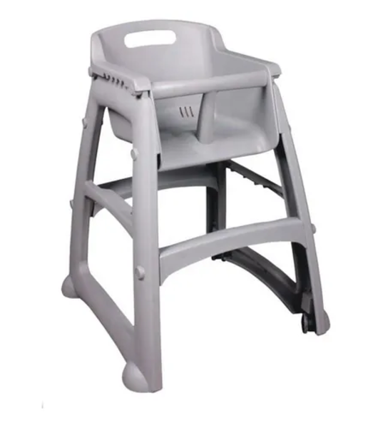 Silla bebé con ruedas y bandeja color gris-0