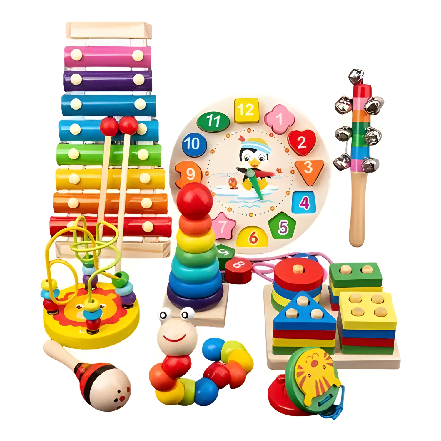 Juguetes aprendizaje de madera didáctico montessori niños-0
