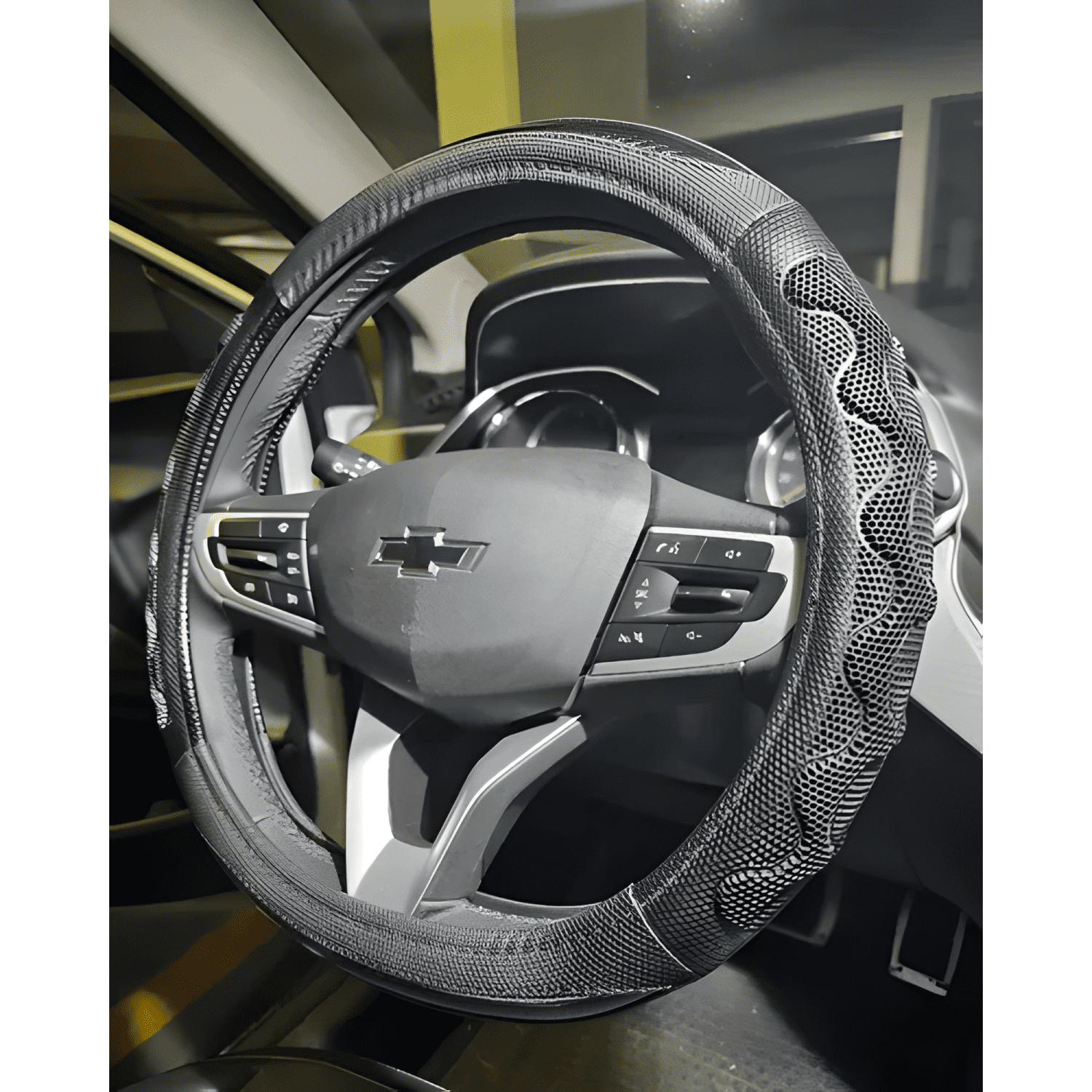 Funda Cubre Volante Auto Eco Cuero Goma Deportivo Negro-4
