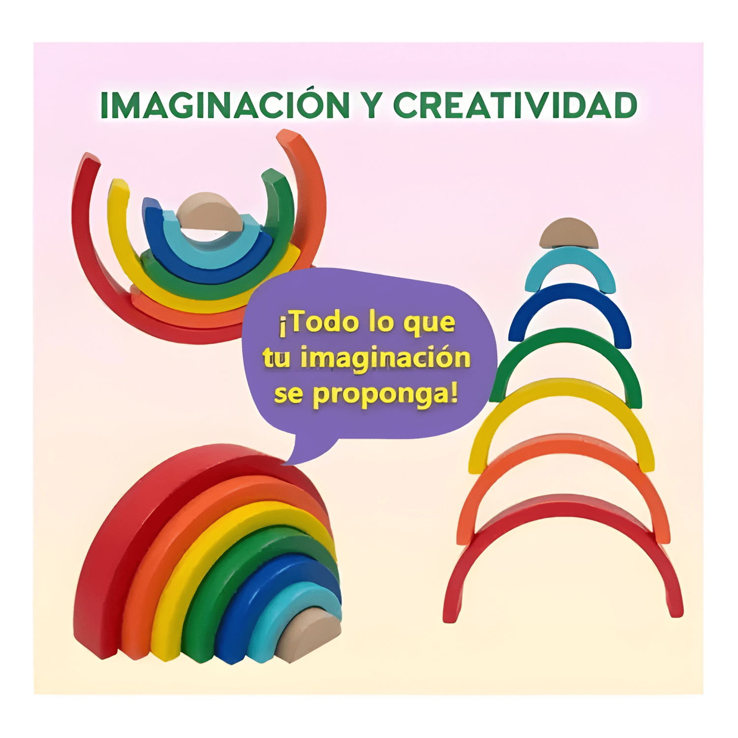 Arcoíris de madera didáctico montessori niños 9 piezas #5-2
