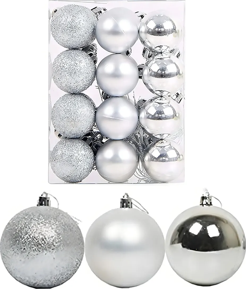 Esferas Navidad Adornos De Navidad Decoracion Navideña Bolas Color Plateado 406-0