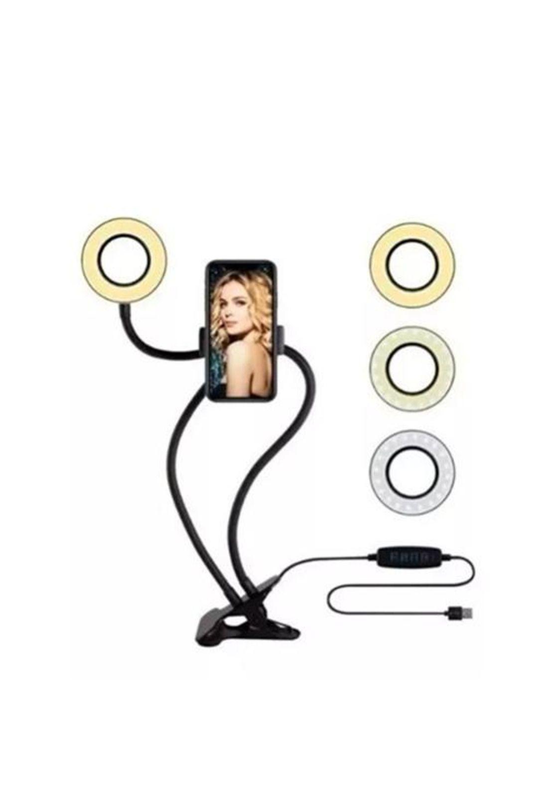 Aro luz LED flexible con soporte de celular para mesa-0