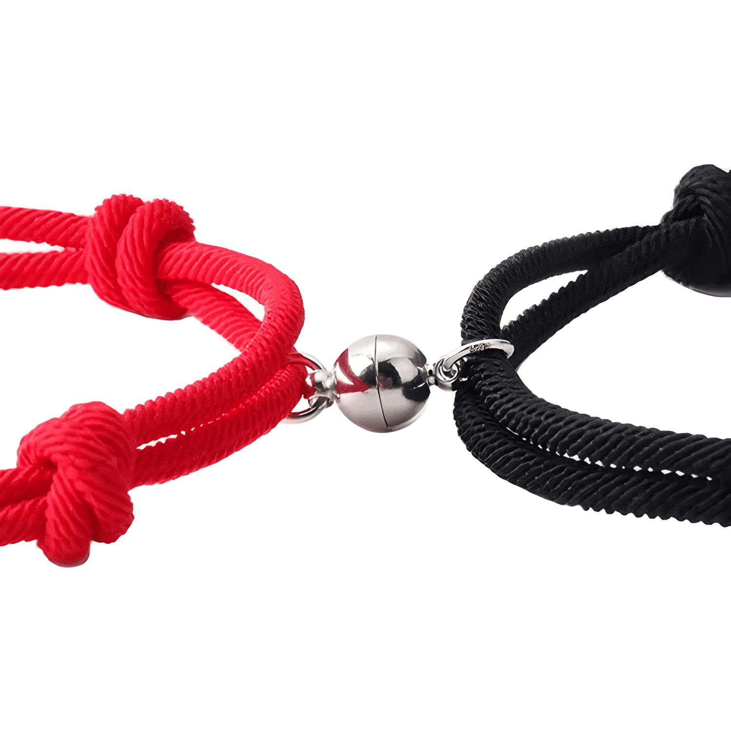 Set pulseras para pareja protección par con imán Negra roja-3