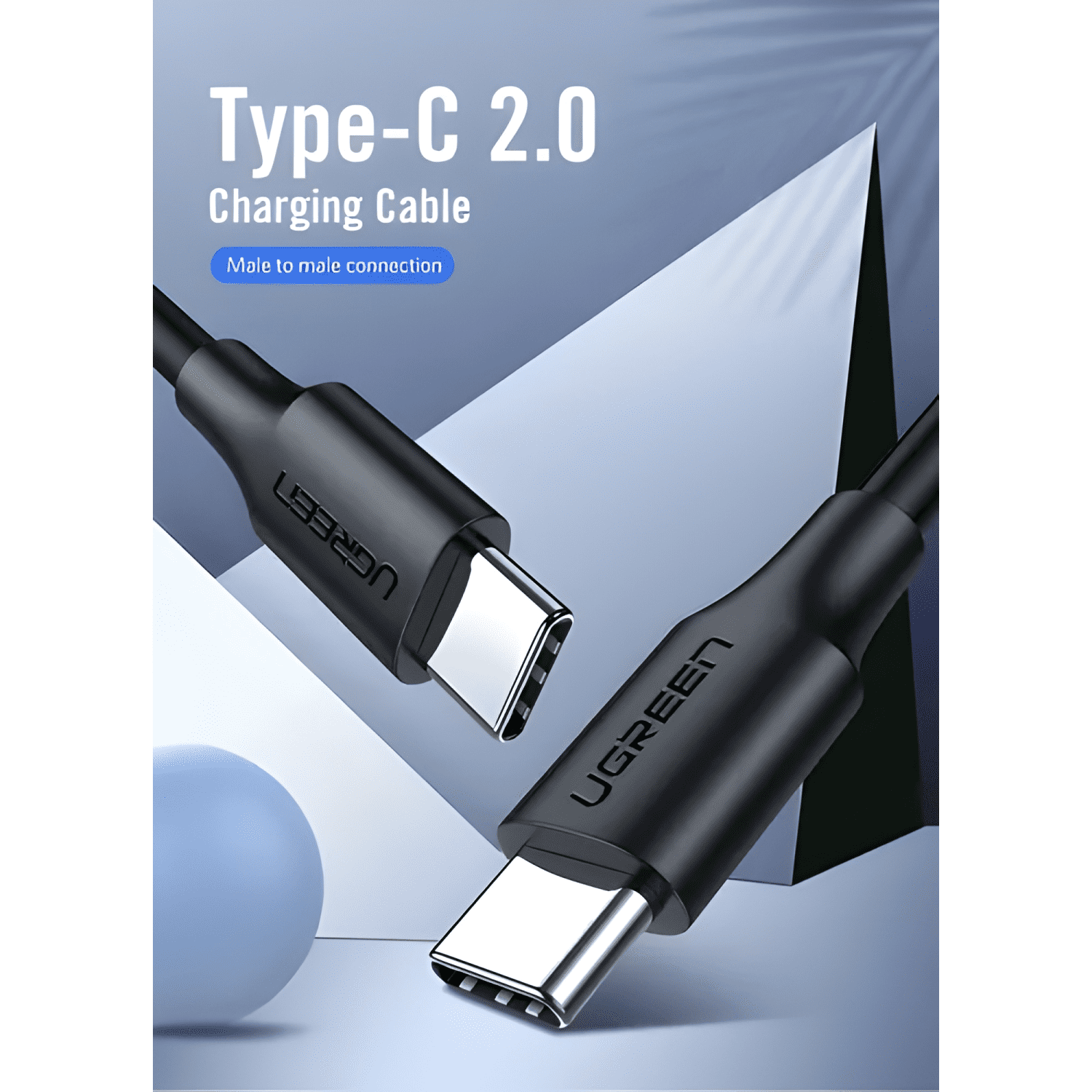 Cable de datos USB-C 2.0 a USB-C 2.0 3a 3m Negro-2