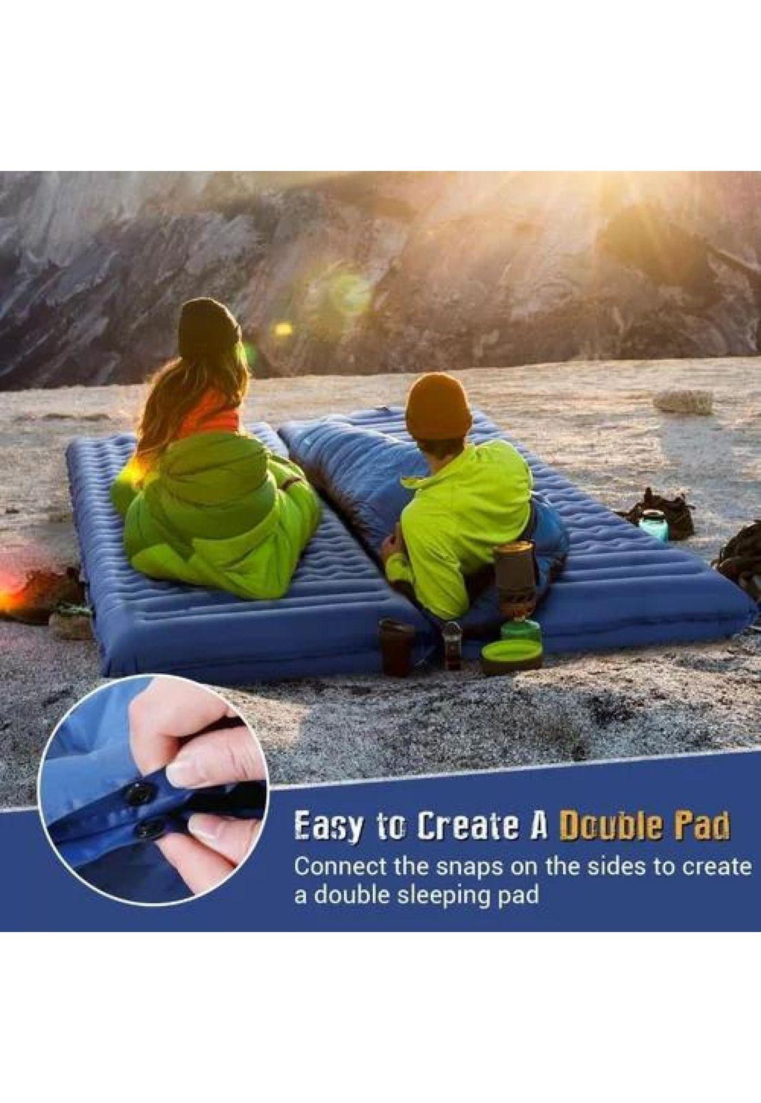 Colchón inflable de pie, plegable, outdoor, camping, trekking, color azul-6