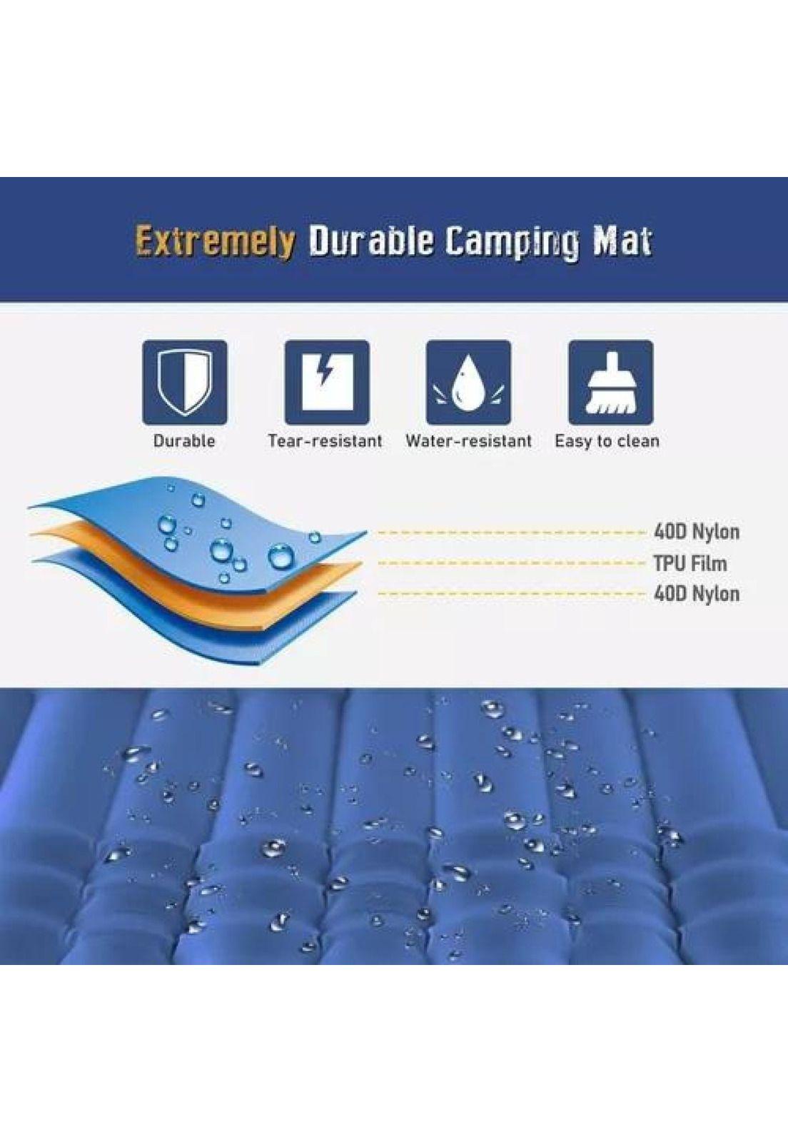 Colchón inflable de pie, plegable, outdoor, camping, trekking, color azul-7