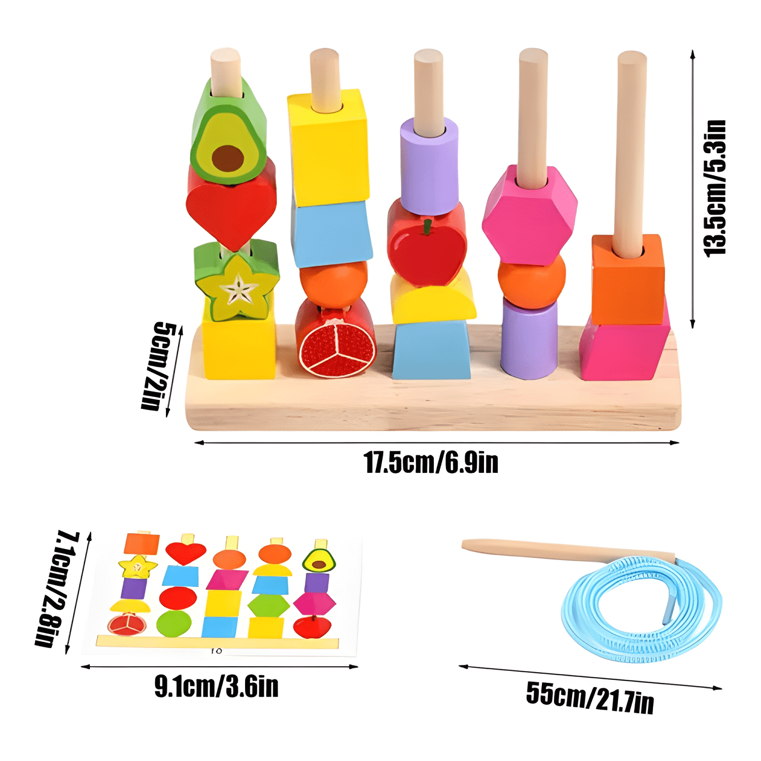 Juego de encaje y figuras, enhebrar para niños montessori-4