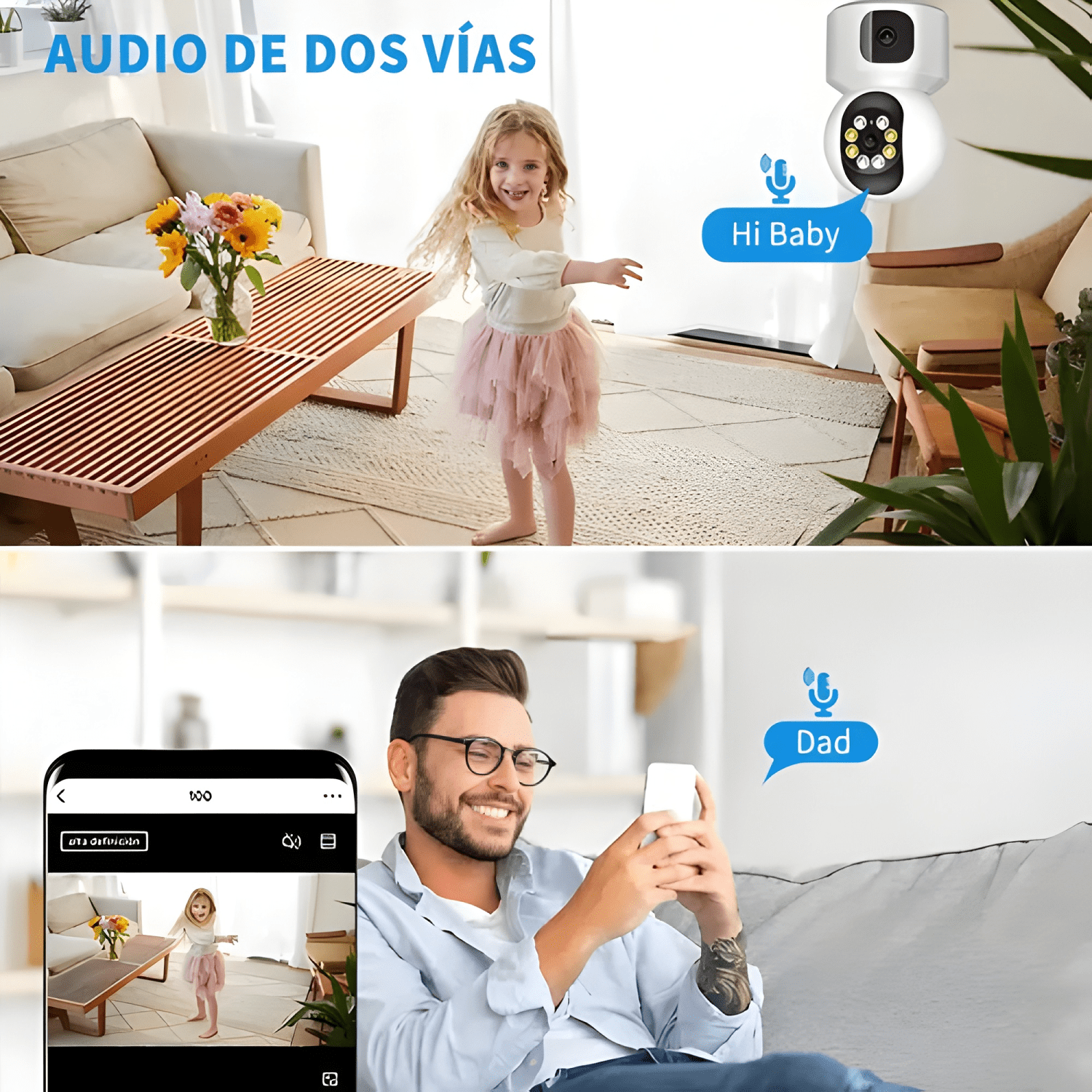 ATSG® Cámara de Seguridad Doble Pantalla Wifi Ip 360 Full-2