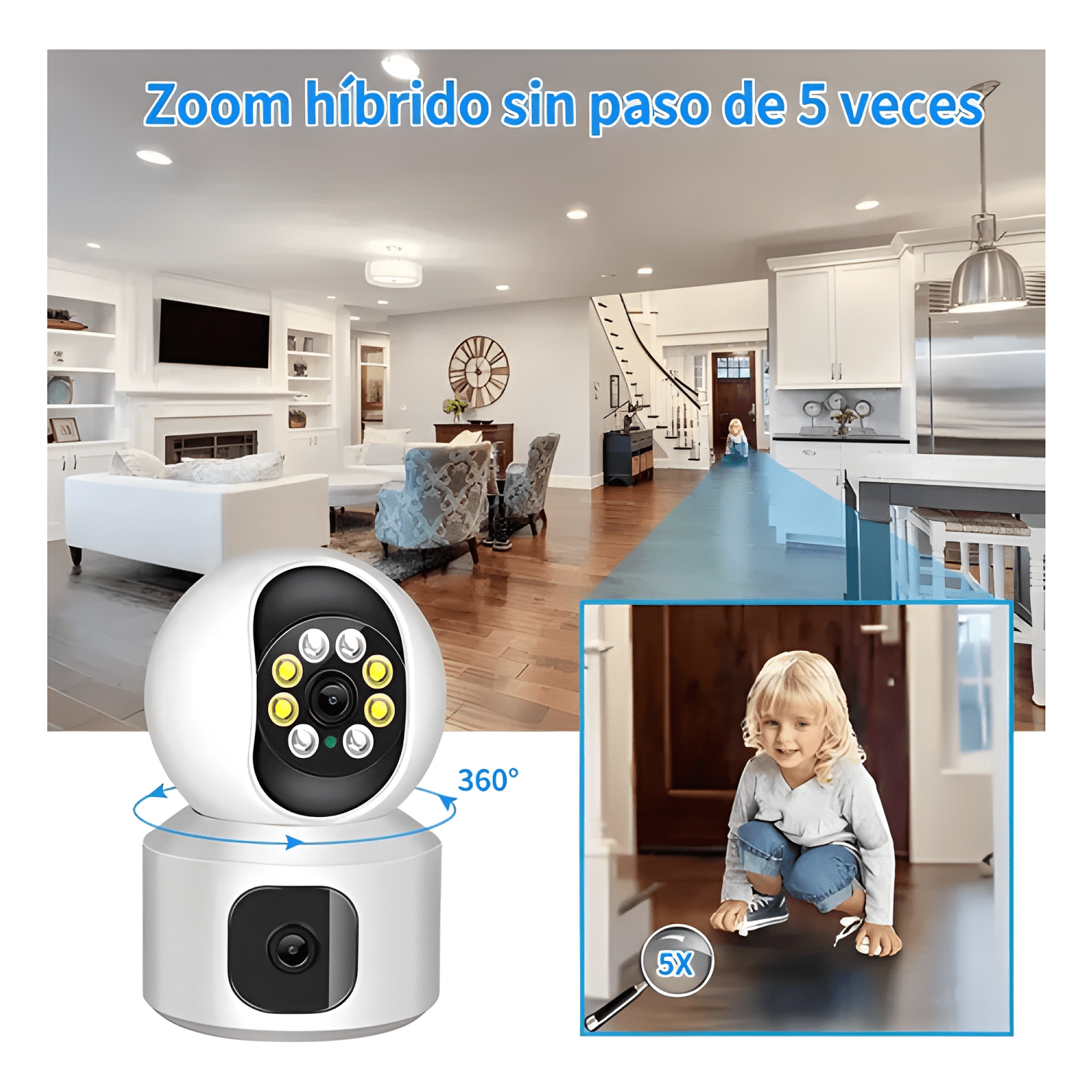 ATSG® Cámara de Seguridad Doble Pantalla Wifi Ip 360 Full-3