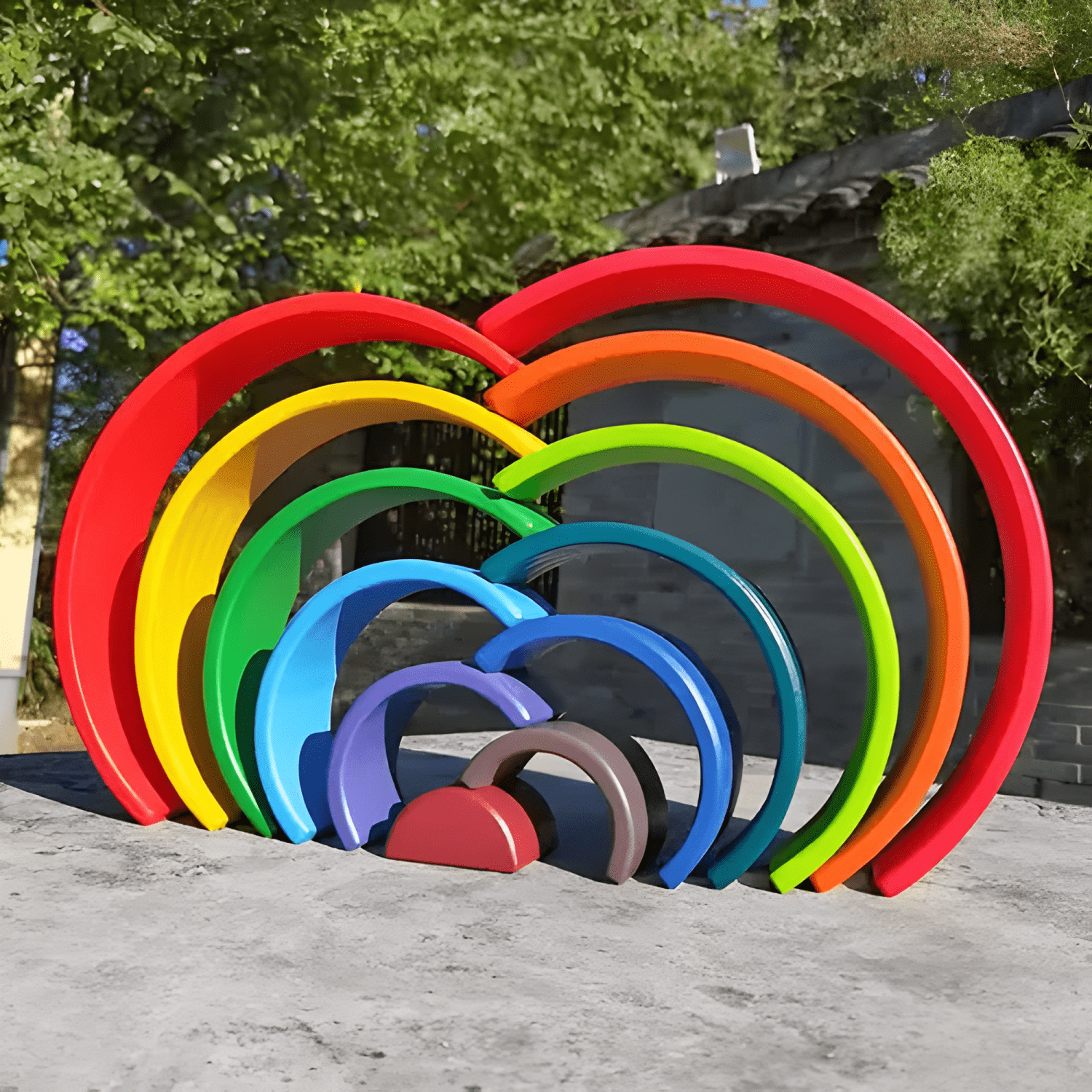 Juego apilamiento arcoíris de madera montessori para niños-3
