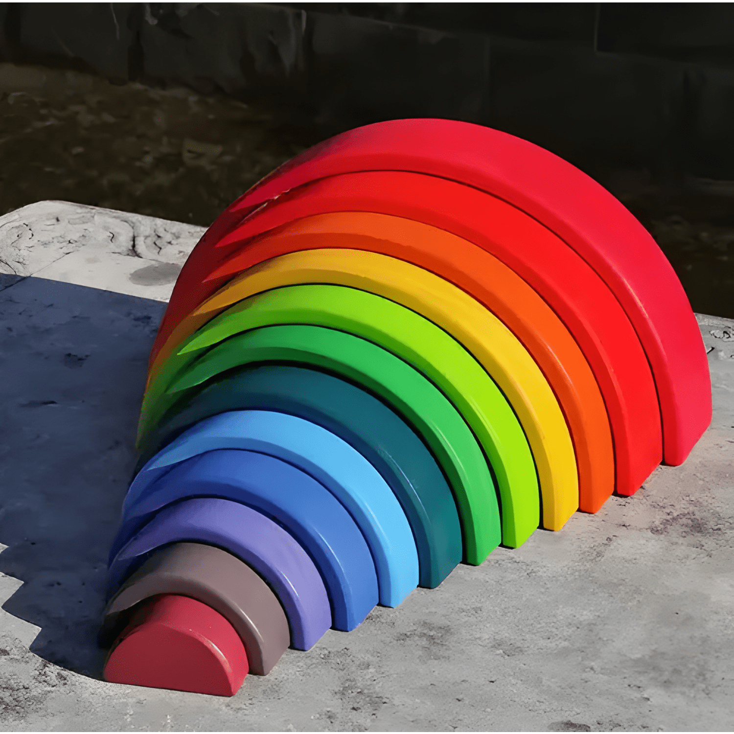 Juego apilamiento arcoíris de madera montessori para niños-4