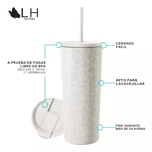 Vaso térmico mug LH 700 lt, acero inoxidable, frío y calor, color blanco-1
