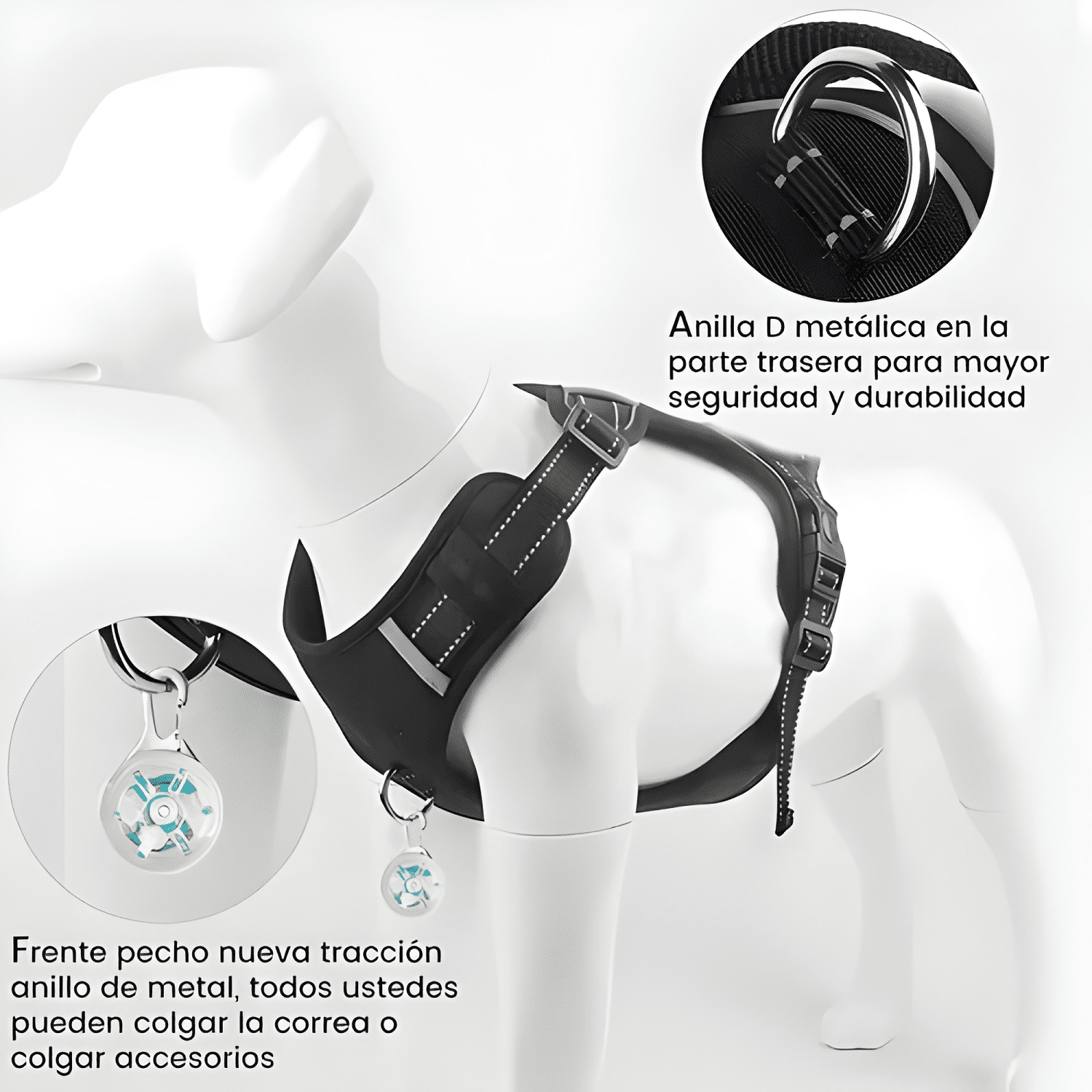 Arnés para perro pechera con luz LED y correa de 1.5m-4