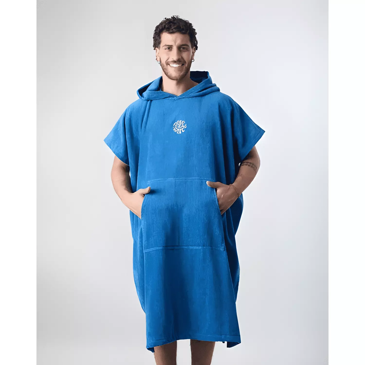 Toalla poncho adulto playa - polemic liso Azul-0