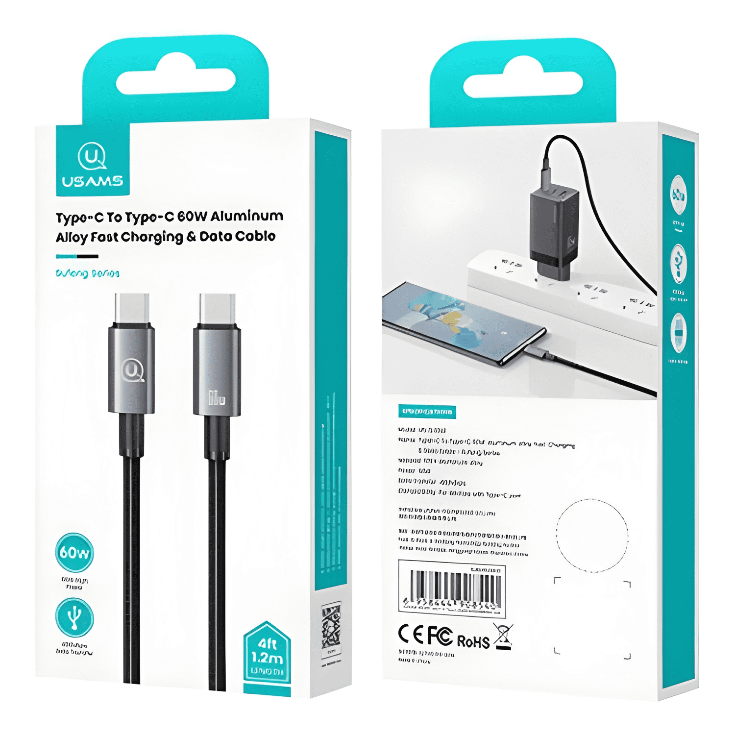 Cable USB tipo c a USB c 60w corto 25cm para iphone Negro-3