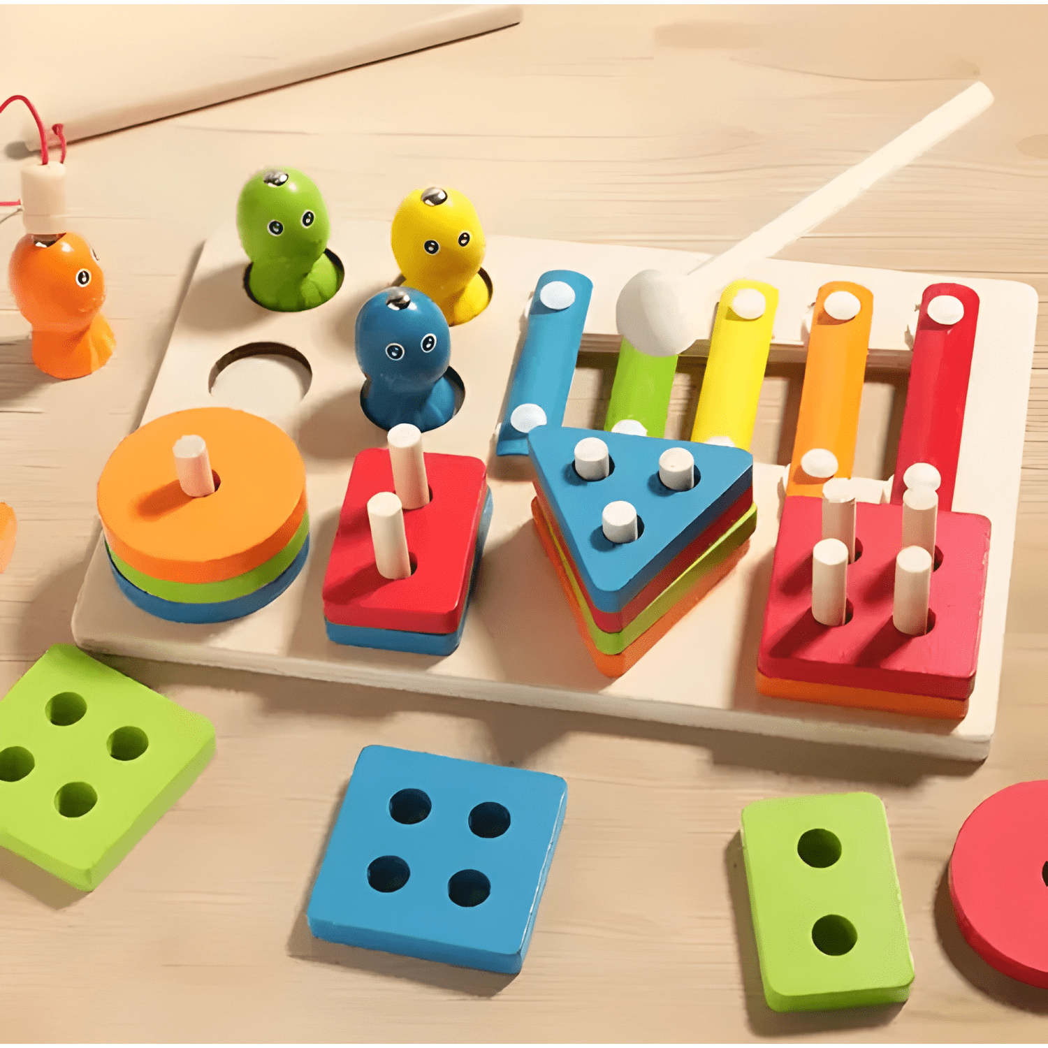 Juego didáctico 3 en 1 pesca niño construcción y música-4