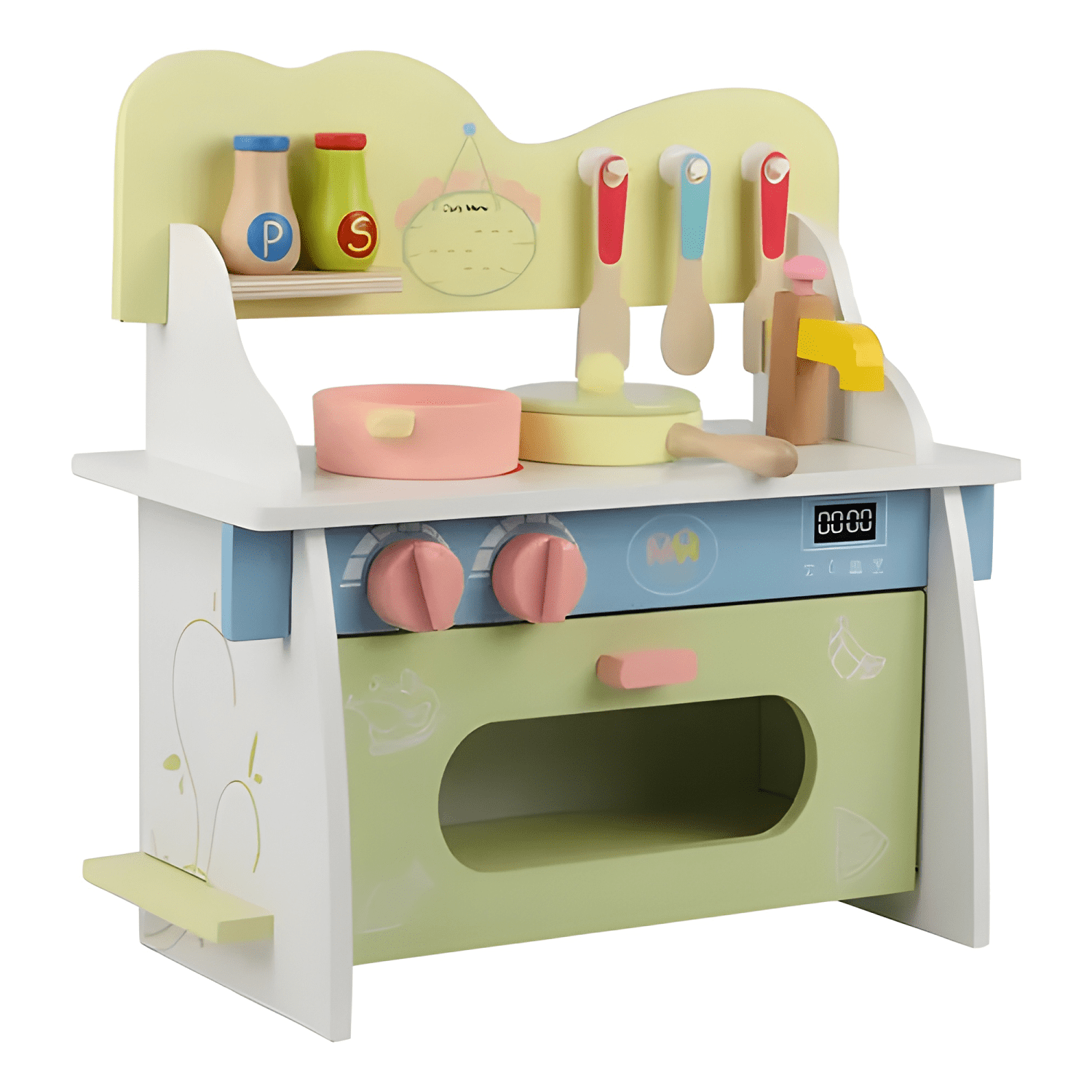 Cocina juguete de madera didáctica para niños y niñas-0
