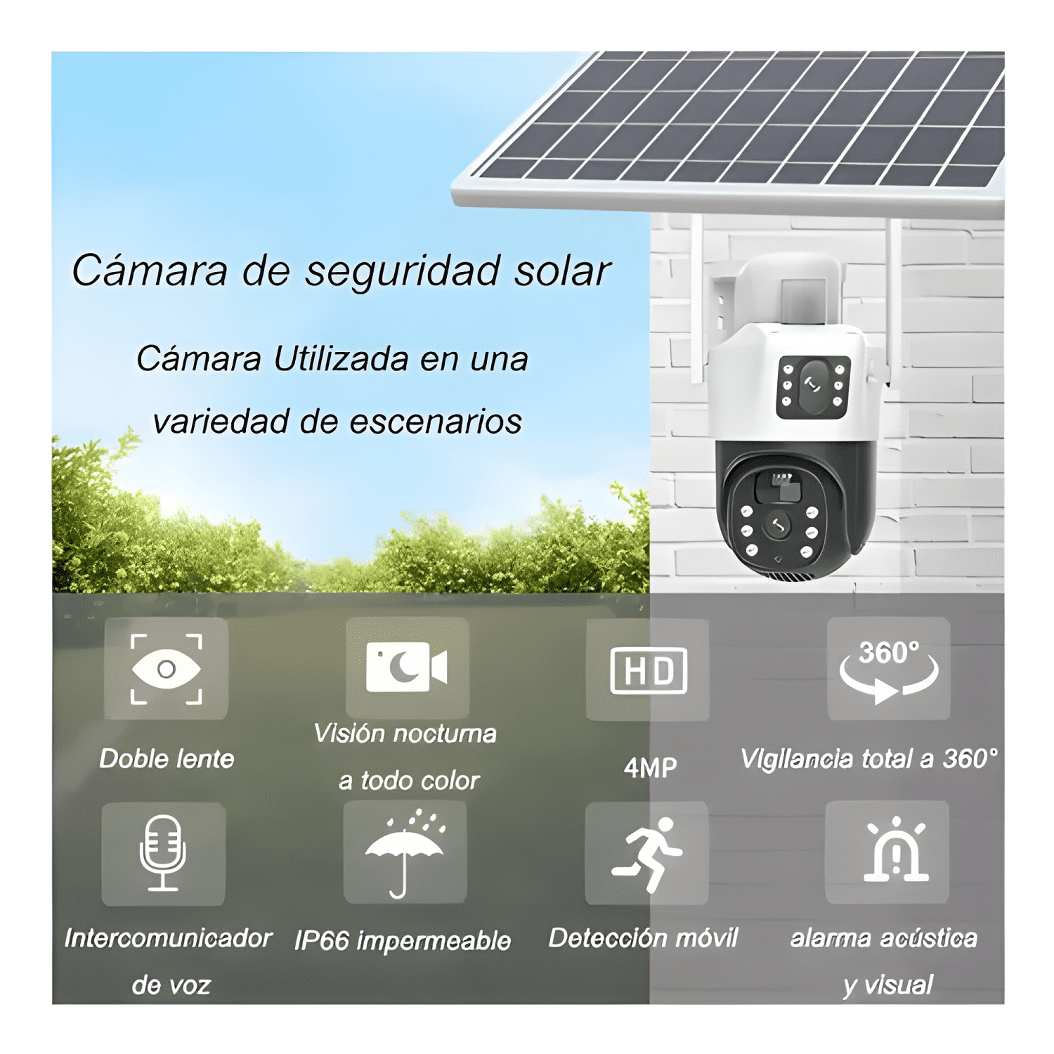 Cámara Solar Exterior 4g Inalámbrica Doble para Chip de IV-4