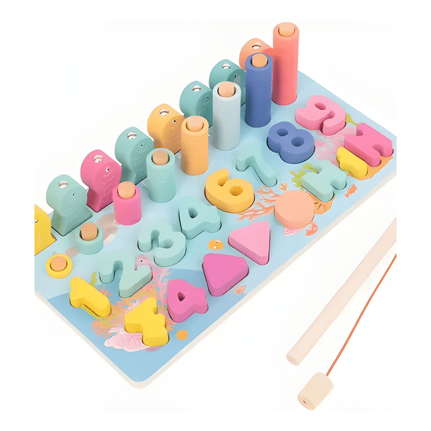 Ábaco matemáticas pesca montessori juguete de madera-1