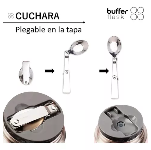 Termo de comida y líquido Buffer, multipropósito, 630 ml + cuchara-2