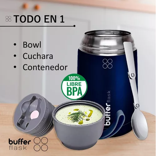 Termo de comida y líquido Buffer, multipropósito, 630 ml + cuchara-3