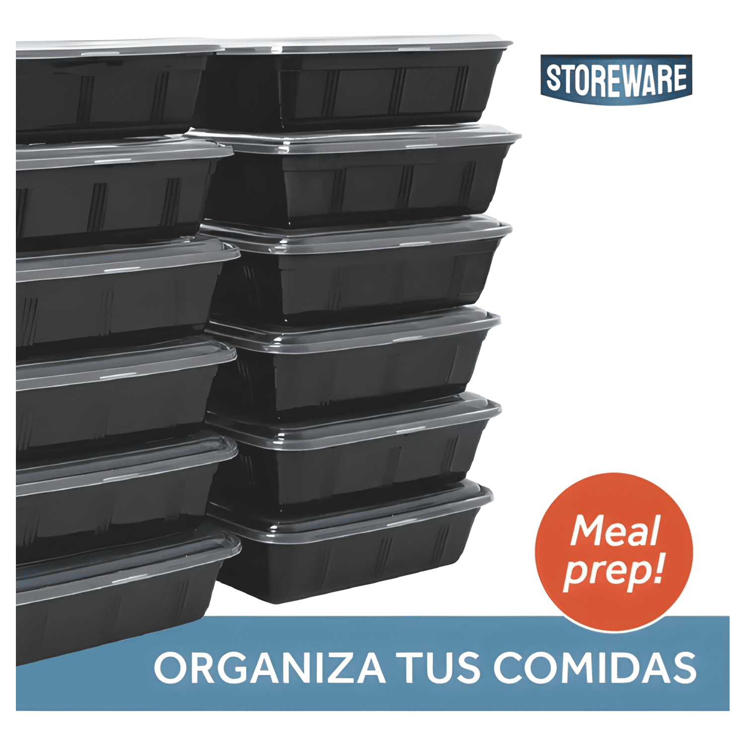 Contenedor hermético plástico meal prep 10u, negro-2