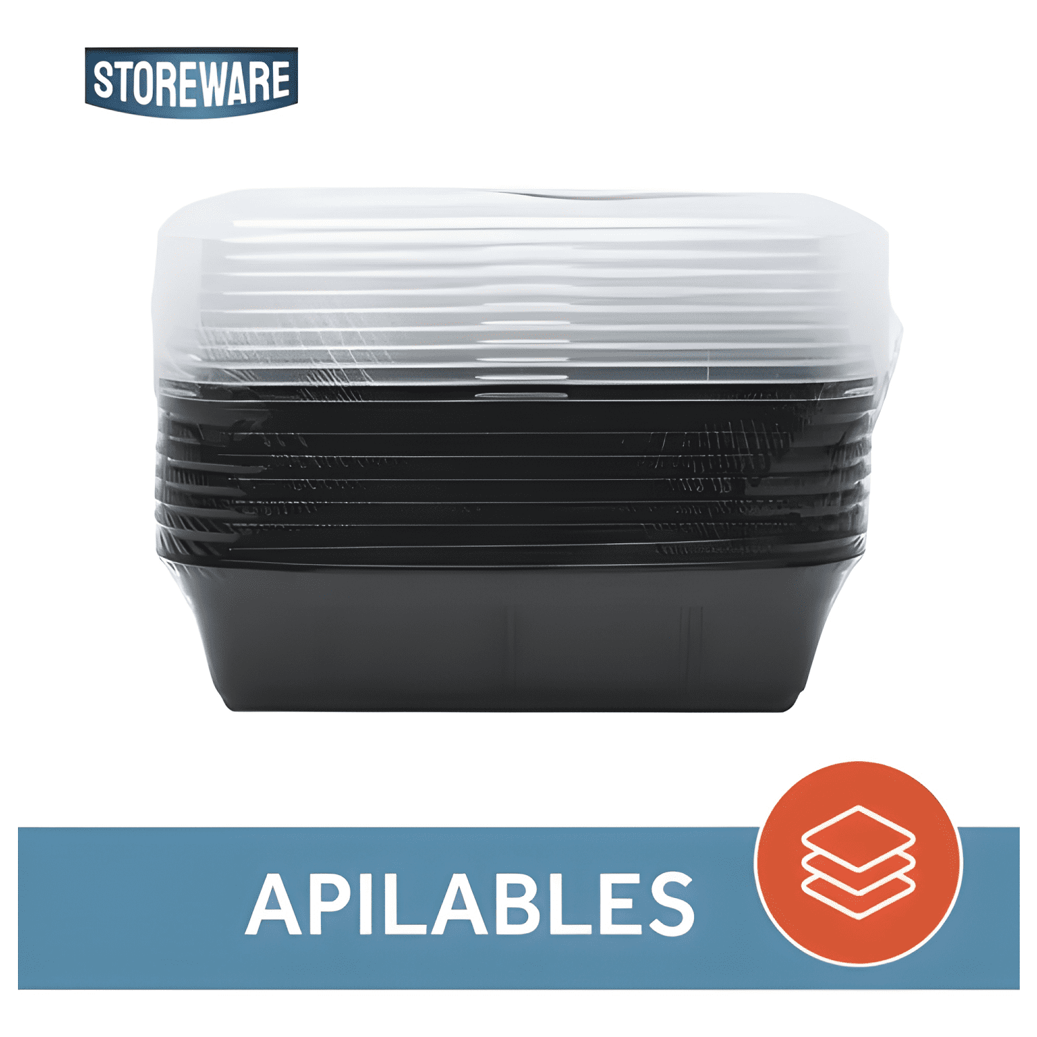 Contenedor hermético plástico meal prep 10u, negro-3