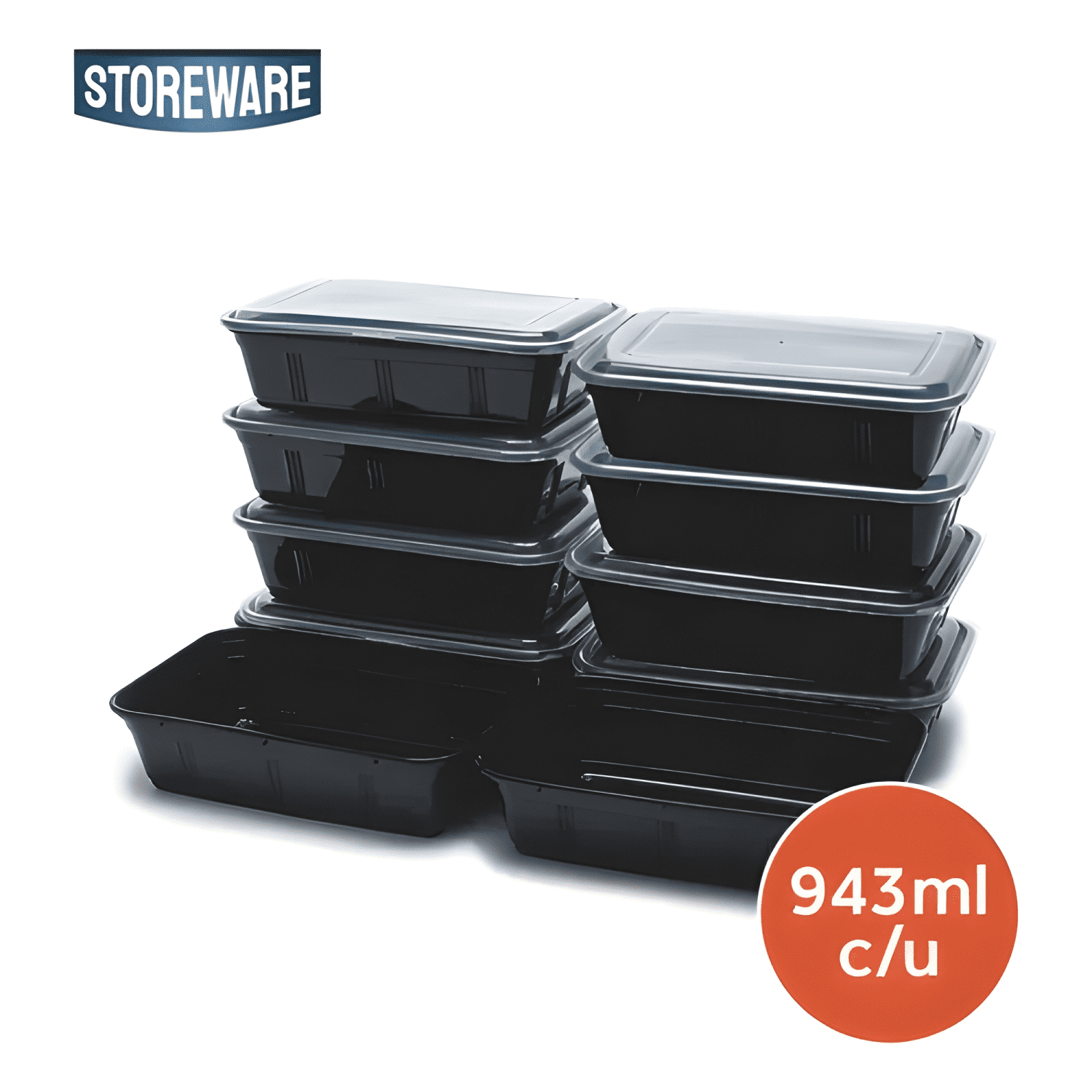 Contenedor hermético plástico meal prep 10u, negro-4