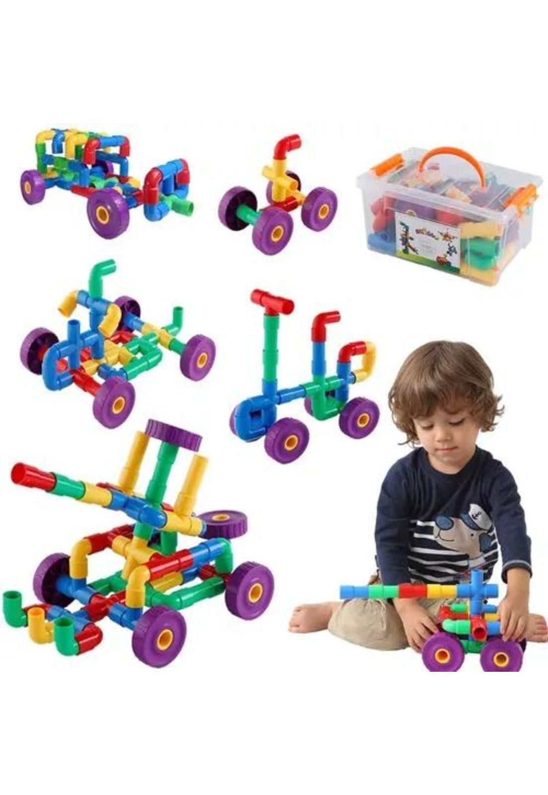 Bloques de construcción tubos conectables, agua 72 pcs multicolor-0