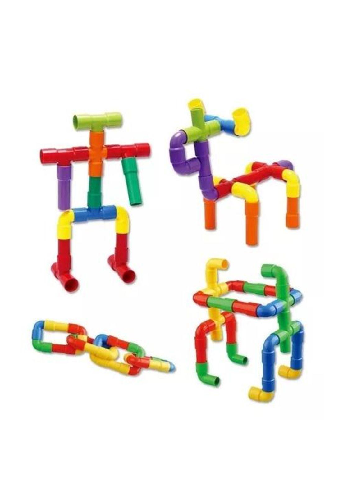Bloques de construcción tubos conectables, agua 72 pcs multicolor-4