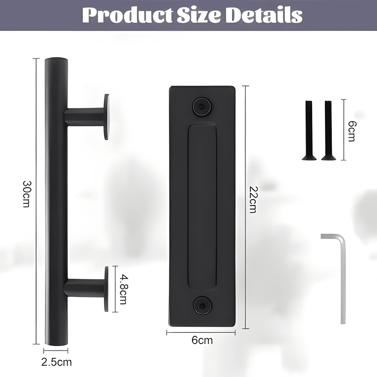 Manilla tirador 30 cm puerta estilo granero, negro #2-2