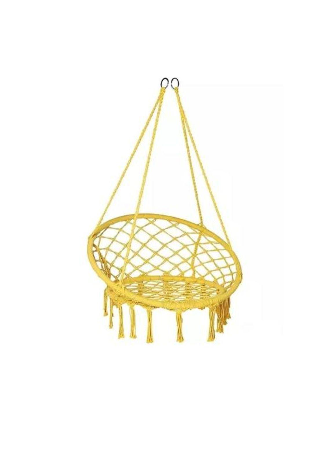 Silla Colgante Muna Tejida Amarilla Tipo Columpio Decorativa-0