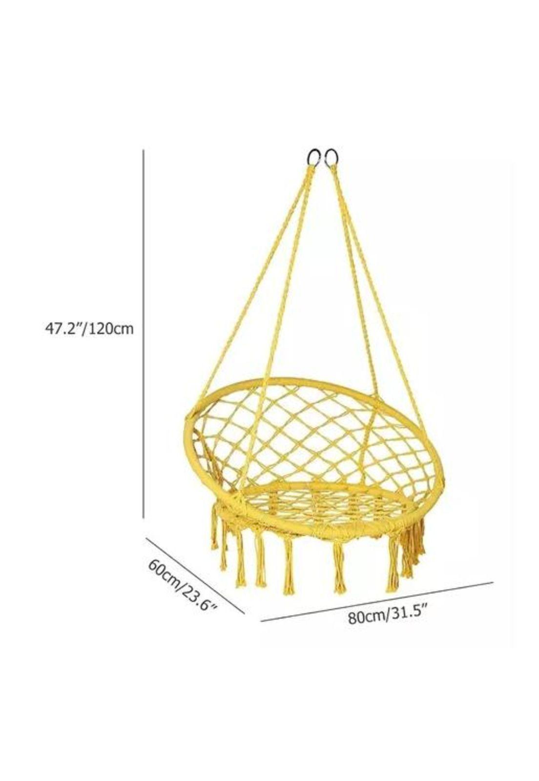 Silla Colgante Muna Tejida Amarilla Tipo Columpio Decorativa-2
