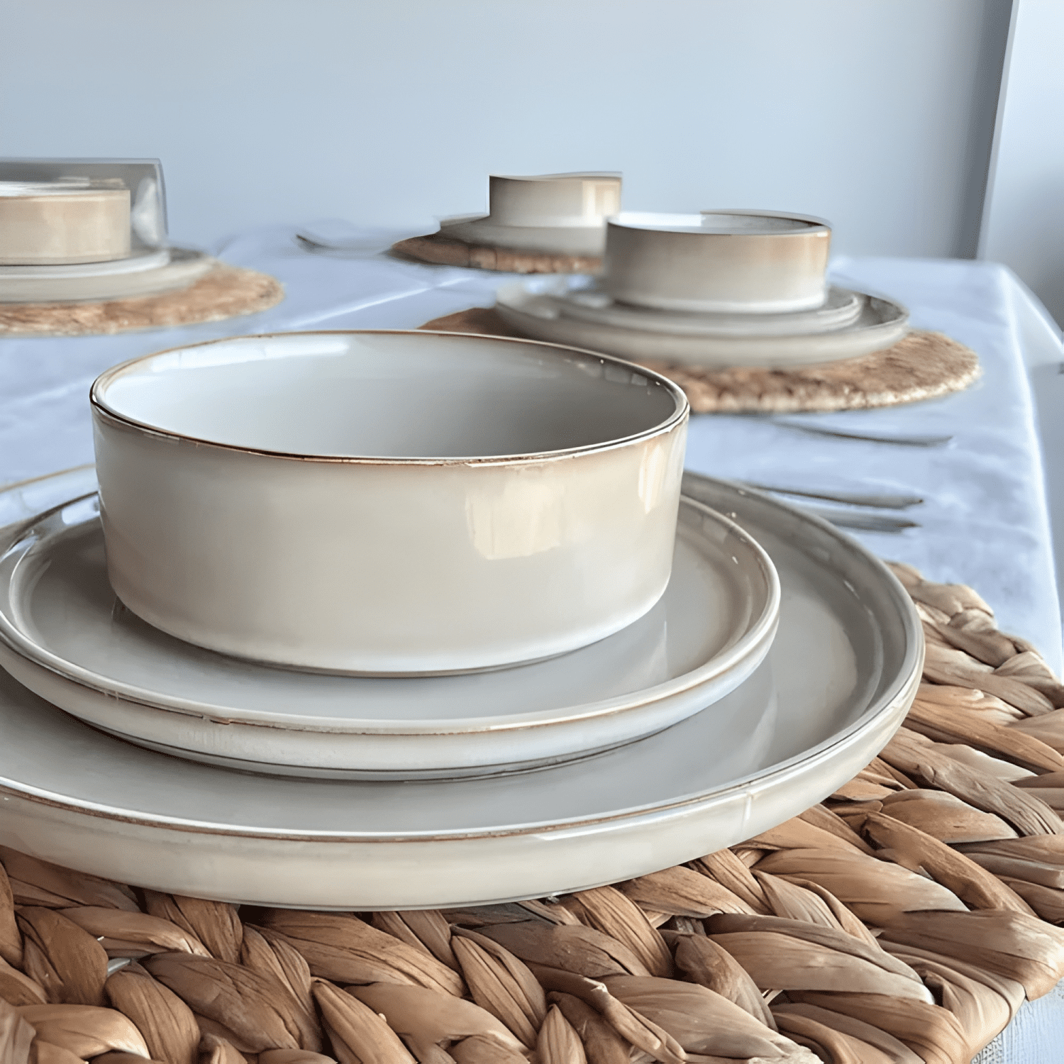 Set vajilla 18 piezas cerámica línea rustica Beige-1