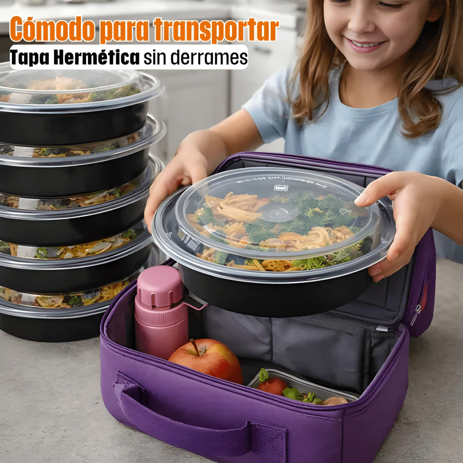 Frasco hermético contenedor plástico con tapa 10u-1