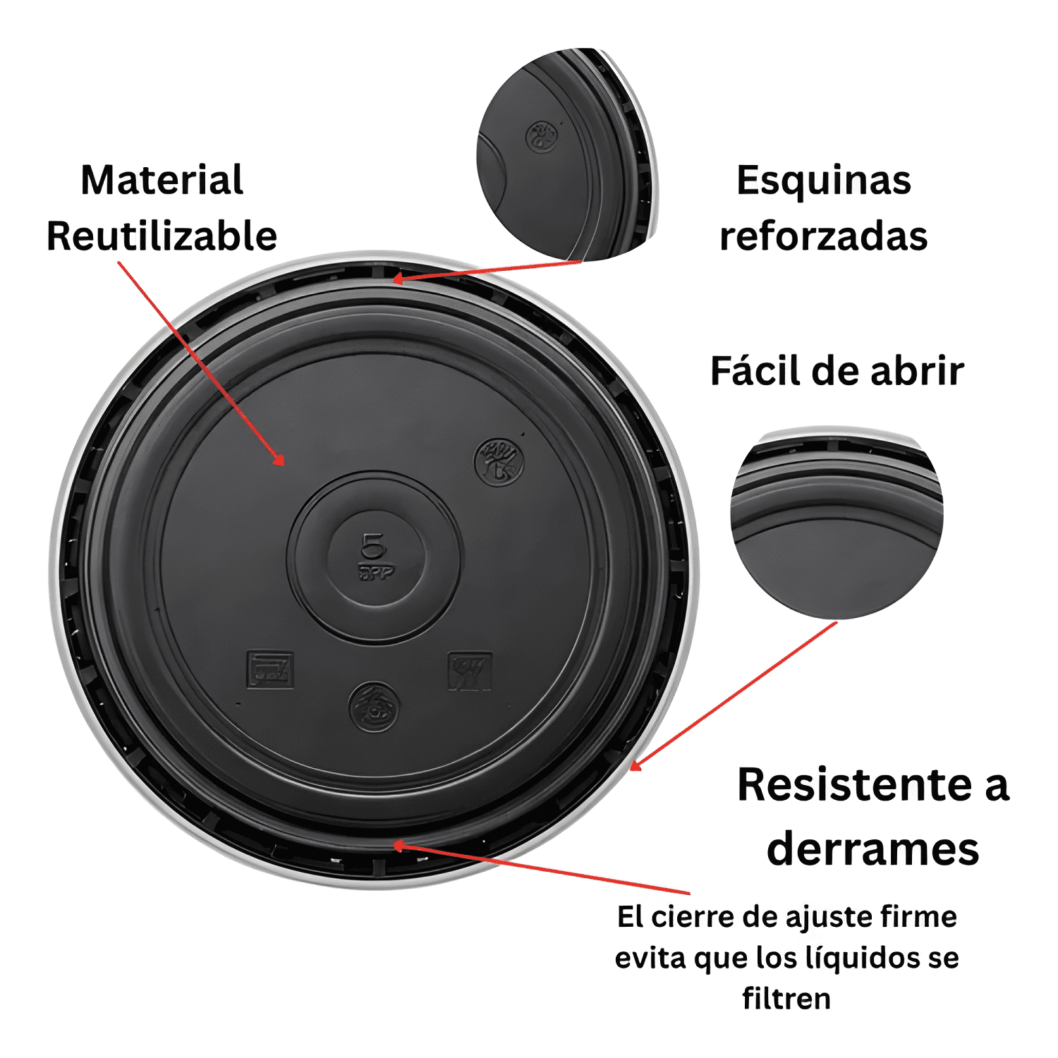 Frasco hermético contenedor plástico con tapa 10u-4