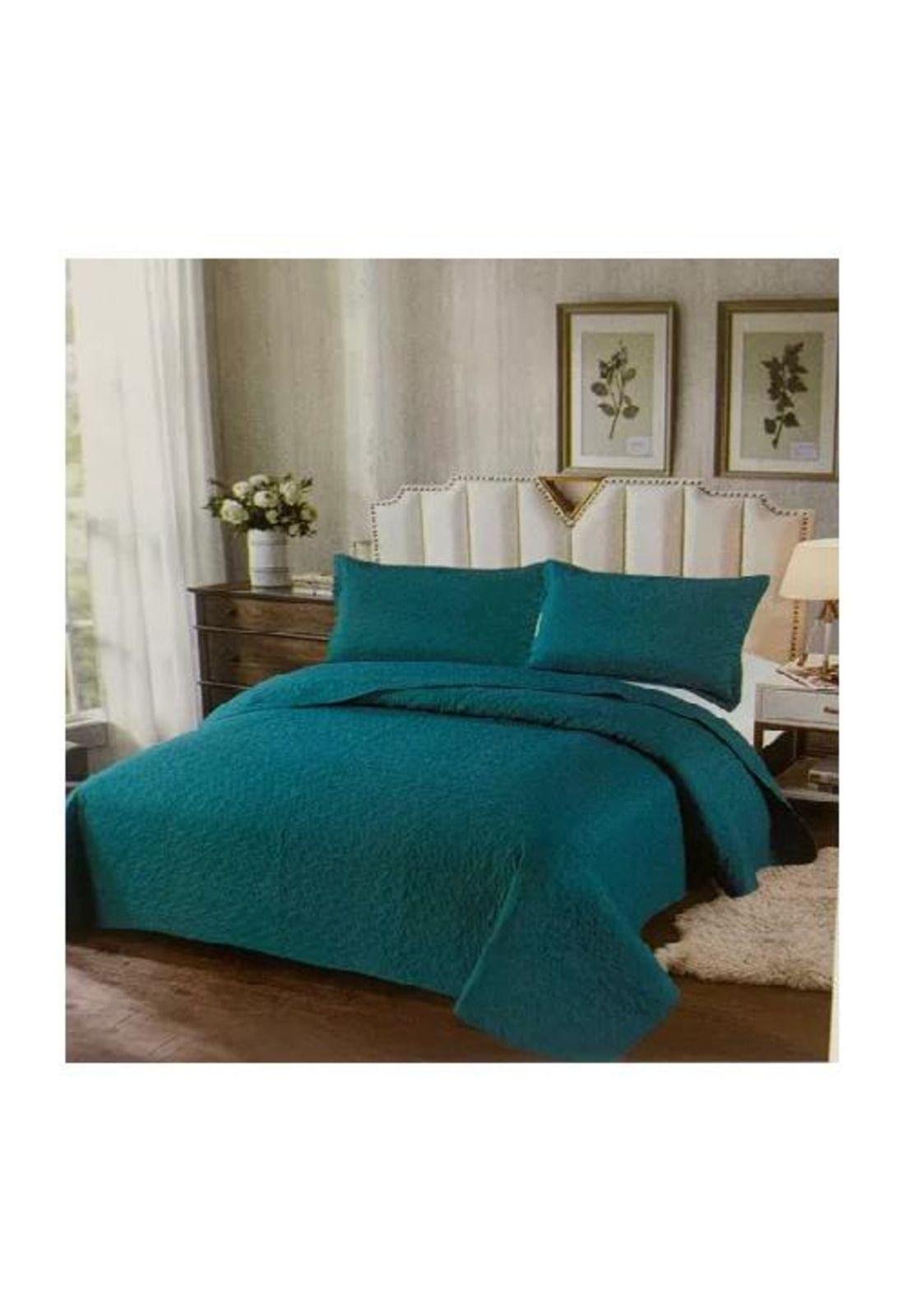 Cubrecama de verano 1.5 plazas + 1 funda cobertor, color turquesa-2