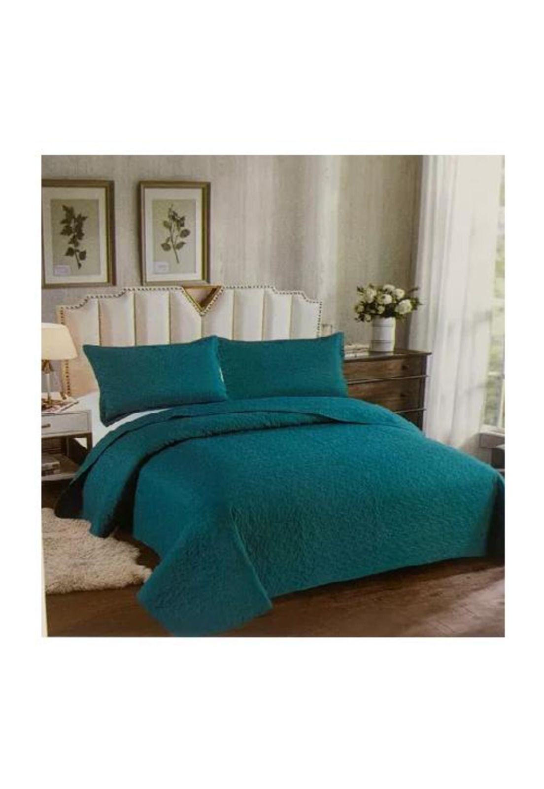 Cubrecama de verano 1.5 plazas + 1 funda cobertor, color turquesa-3