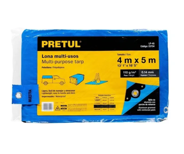 Lona carpa plegable Pretul 4x5m azul/gris blackout-0