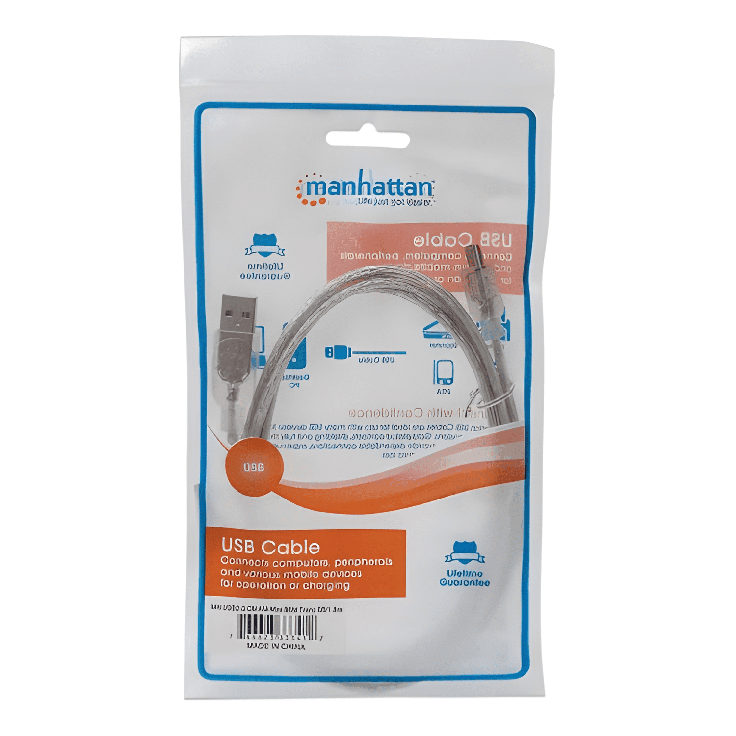 Cable USB a mini-usb manhattan 1.8m Plateado-2