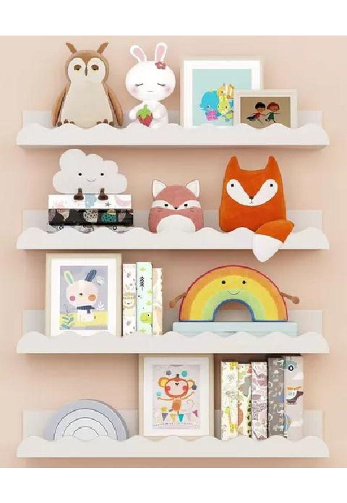 Repisas para Niños de Madera Set de 4 Color Blanco Infantil-0