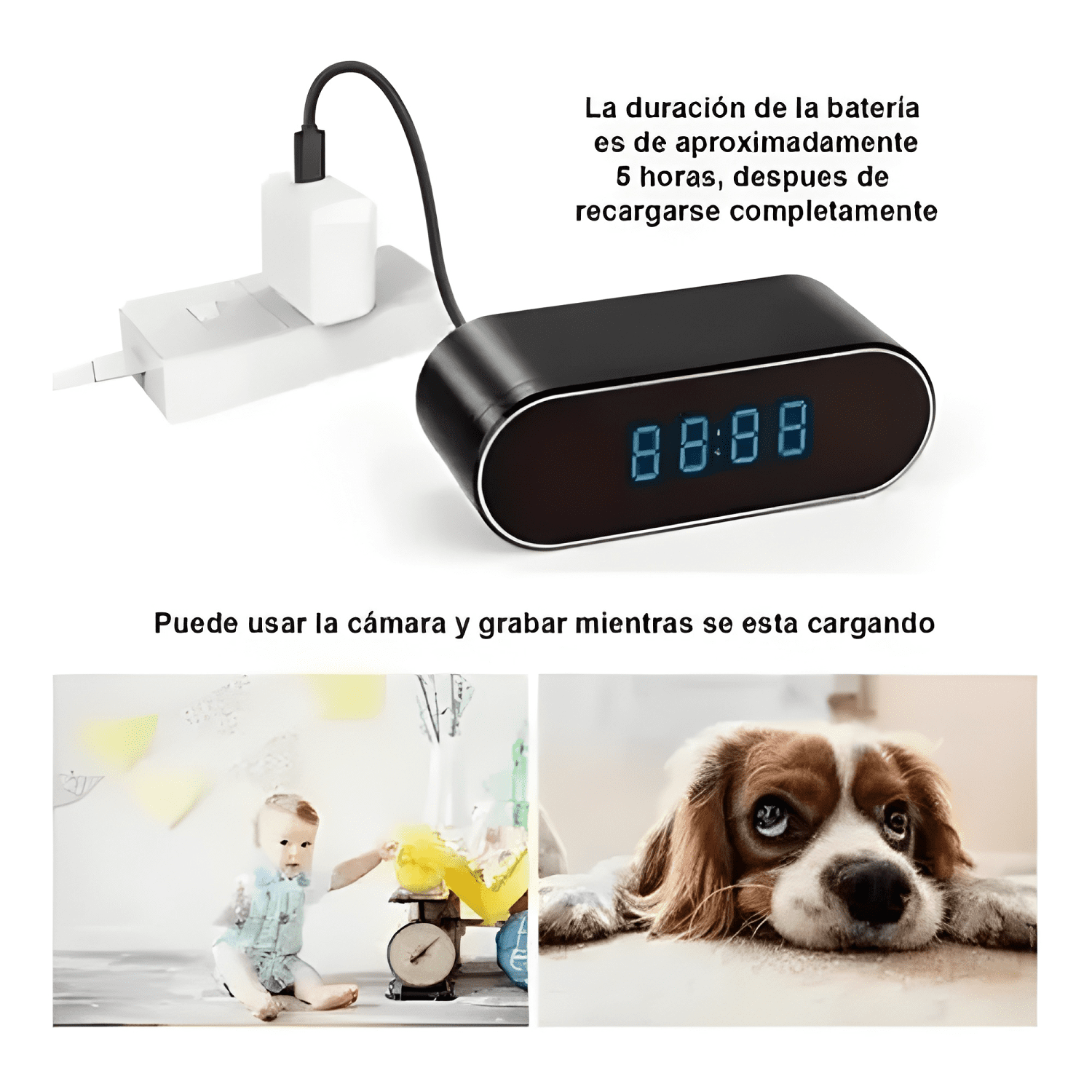 Reloj Despertador Camara Oculta Wifi/4k/tiempo Real/ 128gb-2