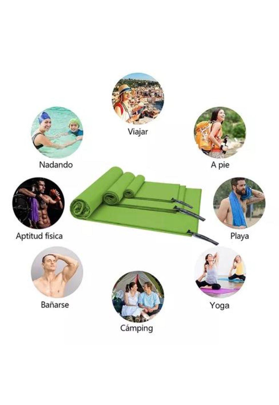 Toalla baño viaje microfibra secado rápido, pcs verde fluore-4