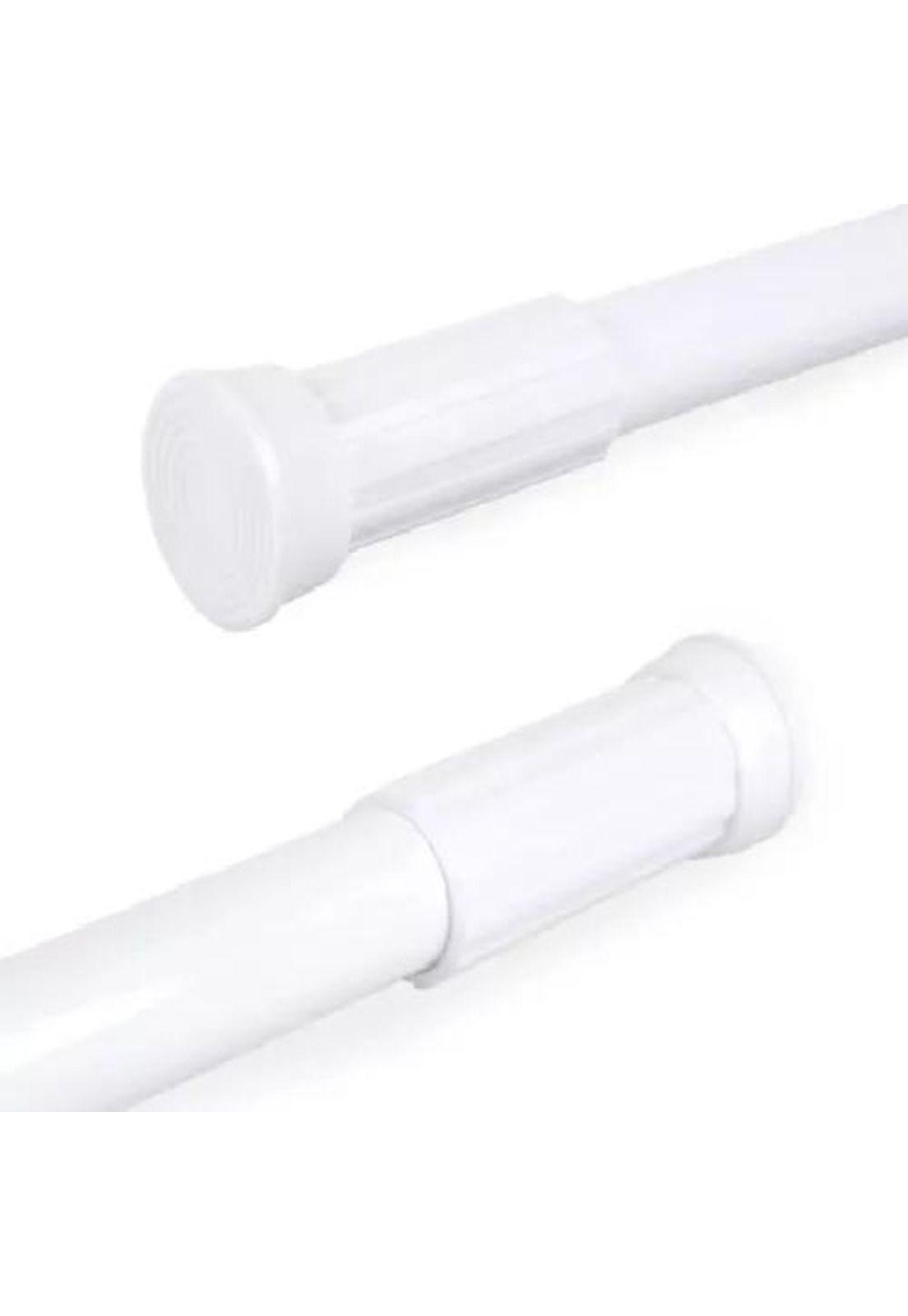 Barra extensible para cortina de ducha, 110-200 cm, acero cromado, color blanco-3