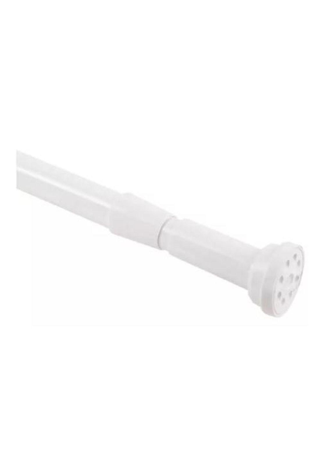 Barra extensible para cortina de ducha, 110-200 cm, acero cromado, color blanco-4