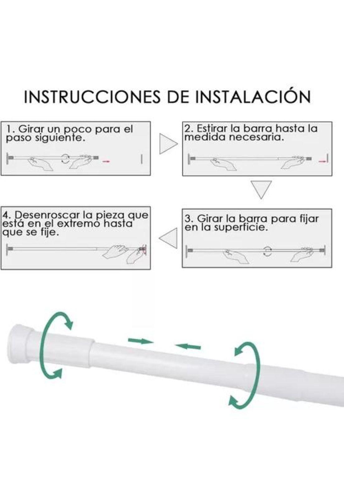 Barra extensible para cortina de ducha, 110-200 cm, acero cromado, color blanco-5