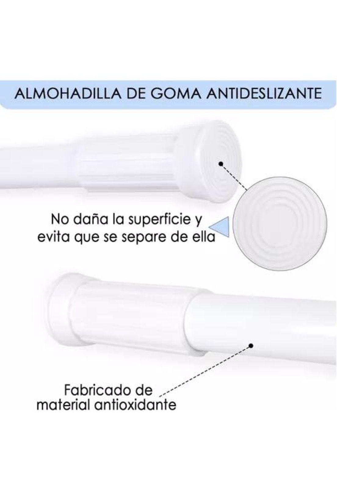 Barra extensible para cortina de ducha, 110-200 cm, acero cromado, color blanco-7